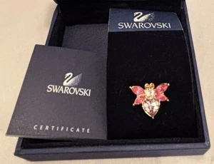 Swarovski Crystal Pink & Gold Bee Fire Fly Bug Lapel Pin Tie Tack Brooch - Picture 1 of 17