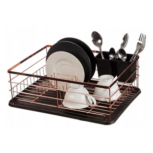 Estante de secado de platos con tabla de drenaje marco de cesta de cubiertos oro rosa de larga duración - Imagen 1 de 3