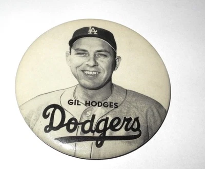 RARE 1958 Large 3.5" Baseball Gil Hodges Los Angeles Dodgers World Series Pin - Image 1 of 2