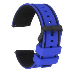 Silicone Watch Bands 24mm Soft Watch Bands with Frosted Buckle, Sky Blue Black - Zdjęcie 1 z 6
