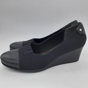 Rockport Total Motion Shoes Womens Size 11M Black Wedge Comfort ADIPRENE Work - Picture 1 of 11