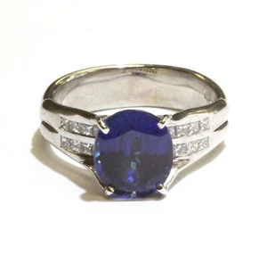 18k Weißgold 0,60ct Diamant Labor gewachsen ovaler Saphir Edelstein Cluster Ring 7,7g  - Bild 1 von 9