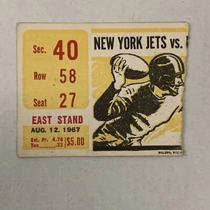 AFL PRE SEASON New York Jets Ticket 1st winning Season Aug 12, 1967 Joe Namath - Picture 1 of 7