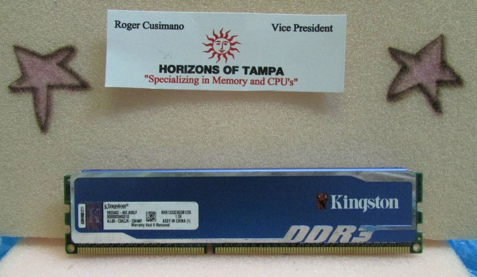 Memory/RAM Kingston 2GB 1x2GB DDR3-1333 PC3-10600 KHX1333C9D3B1/2G DIMM 1.5v - Image 1 of 1