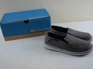 COLUMBIA Youth sz. 6 Crankbait Gray Canvas Slip-on Casual Shoes Loafers NEW $45 - Picture 1 of 8