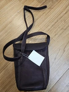 Nina Bossi Umhängetasche Leder Handtasche Tasche dunkelbraun Druckknopfverschluss - Bild 1 von 4