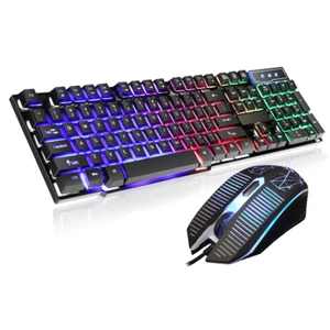 Rainbow RGB LED USB Gaming Keyboard And Mouse Set For PC Laptop PS4 Xbox One - Picture 1 of 7