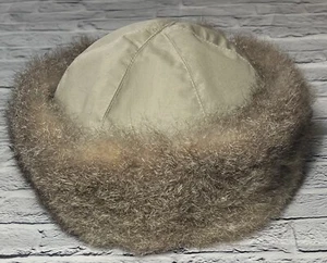 Vintage Echos de Paris Khaki & Kaninchenfellbesatz - Bild 1 von 6