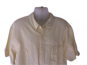 Nautica Lt Yellow Linen Blend Short Sleeve Button Front Shirt Size 3XL