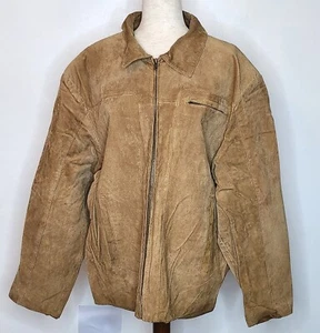 PGA Tour Jacket Mens Extra Large Tan Leather Signature Collection Zip Up - Picture 1 of 11