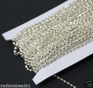 25 Fuß Spule versilbert 2,4 mm facettierte Kugelkette - Bild 1 von 2