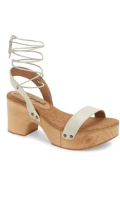 Free People hellbraune Aurora Wickel Clogs - Gr. 37 Leder Holz Heels Boho Hippie - Bild 1 von 13