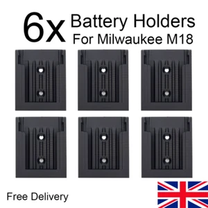 6x Battery Holder for Milwaukee M18 18v (Black) - Wall Mount, Worktop - Picture 1 of 4