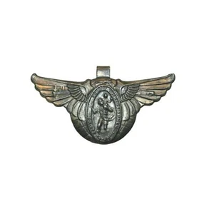 Clip bavero visiera metallo vintage Saint Christopher Protect US larghezza 3" x altezza 1,75" - Foto 1 di 7