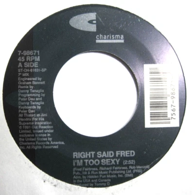 RIGHT SAID FRED * 45 * I'm Too Sexy + SPANISH * 1991 * UNPLAYED MINT Vinyl * NOS - Image 1 of 2