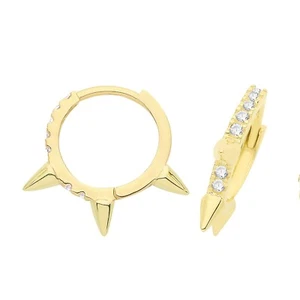 Mens Spiked Huggie Hoop Earring 9ct Yellow Gold 375 Hallmarked Brand New - Picture 1 of 3