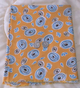 Vintage Feed Sack Fabric/Quilt/Material Gold W/ Blue Swirl Pattern 44X36.5 - Picture 1 of 5