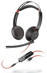 Blackwire 5220 Wired Headset - Flexible Noise-Canceling Boom Mic - - Picture 1 of 8