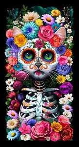 Pannello gatto Black Day Of The Dead 24" Tesori senza tempo 24 x 44 - Foto 1 di 1