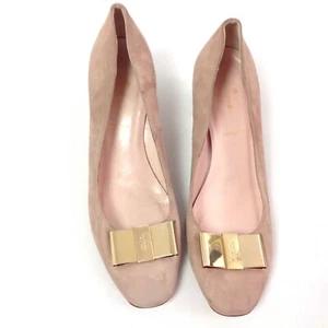 $248 Kate Spade NY Lorin Pumps Size 9 Pink Beige Made In Italy Suede Block Heels - Picture 1 of 6