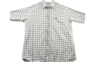 Abercrombie & Fitch Button Up Shirt Size Large Mens Beige Plaid Short Sleeve - Picture 1 of 4