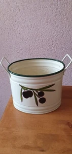 Metall Emaille Blumentopf Pflanzentopf Übertopf Garten Deko Vintage Korb Landhau - Bild 1 von 6