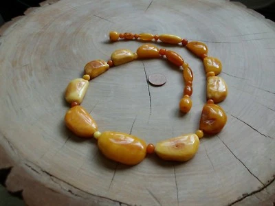 Amber Natur Bernstein Kette Butterscotch Egg Yolk 40 Gramm - Bild 1 von 2
