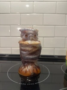 Imperial Glass Co Carmel Slag Owl Covered Jar 6 1/2" Tall 1950's/Vintage - Picture 1 of 5