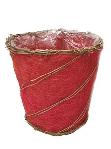 (00572-34202) Planter Pot Cover Round Rattan Red Large - Picture 1 of 1