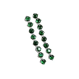 4Ct Round Lab-Created Green Emerald Drop Dangle Earrings 14K White Gold Plated - Picture 1 of 3