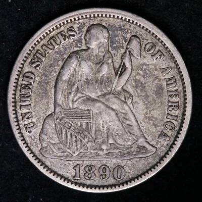 1890 Seated Liberty Silver Dime CHOICE AU E263 JZNE - Image 1 of 2
