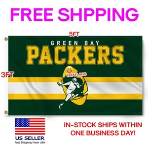 Green Bay Packers 3x5 Ft Retro Logo Flag Banner W Grommets FAST FREE Shipping - Picture 1 of 9