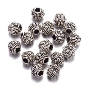 50pcs Tibetan Silver Alloy Bicone Metal Beads Carved Loose Spacers Craft 6x7.5mm - Picture 1 of 4