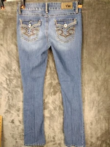 YMI Bootcut Leg Jeans Women's 5 Med Blue Cotton Blend Low Rise Flap Back Pockets - Picture 1 of 22