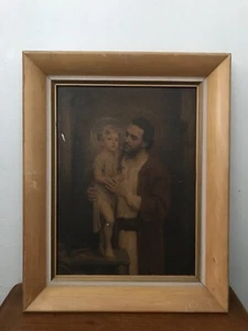 Vintage C. Bosseron Chambers Saint Joseph Holding Jesus Print Wood Frame EG Co. - Picture 1 of 5