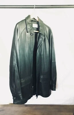 Men's Alfani Black Leather 3/4 Jacket Size Small. - Изображение 1 из 4