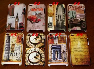 FOR IPOD TOUCH 4TH  ITOUCH VINTAGE LOOKING SOUVENIR PARIS LONDON ROME NY CASE  - Picture 1 of 1