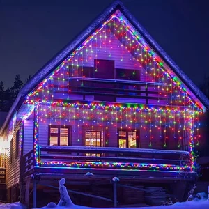 10M LED Eisregen Lichterkette Außen Innen Lichtvorhang weihnachts Balkon Deko DE - Bild 1 von 14