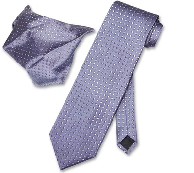 Antonio Ricci NeckTie Handkerchief Cadet Blue w Cream Polka Dots Mens Tie Set - Image 1 of 2