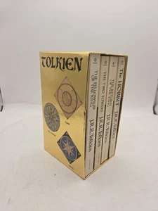 The Lord of the Rings Gold Foil 4 Book Box Set JRR Tolkien Ballantine 1978 LOTR - Picture 1 of 9