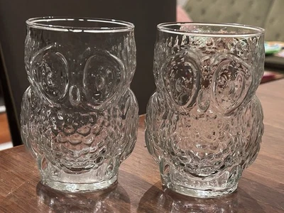 Vintage Pair of 1970s Libbey Glass Clear Owls Drinking Glasses - Image 1 of 4