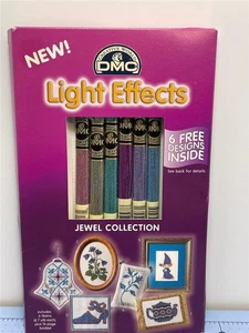 Rare DMC Light Effects Sparkly JEWEL COLLECTION Floss - 6 Skeins/6 Charts inside - Picture 1 of 3