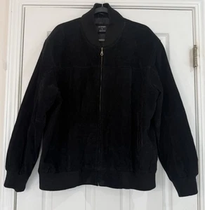 Aladdin Las Vegas Vintage Suede Bomber Jacket Black Collector's item size L - Picture 1 of 9