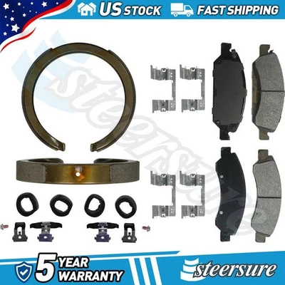 Front Rear Disc Brake Pad Set Parking Brake Shoe fits 2008-2015 Chevrolet Tahoe - Image 1 of 4