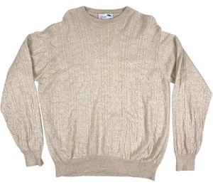 I Levrieri Men Sweater Cashmere Silk Cable Knit Beige Crewneck Preppy Sz L Italy - Picture 1 of 6