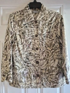 CHICO'S 100% Cotton Jacket - Chico's 1 (8/10) - Pt. Collar. Btn Front, Long Slvs - Picture 1 of 9
