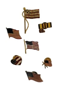 Spilla bandiera americana spilla set di 9 rosso bianco blu patriottico 4 luglio memoriale - Foto 1 di 10
