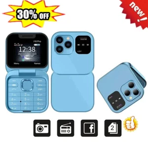 Mini Flip Mobile Phone 2 SIM Card Small Display Foldable Cell Phone DE - Picture 1 of 18