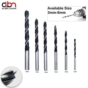Lip & Spur Fully Ground Wood Drill Bits Lip And Spur Drill Bit Brad All Sizes - Picture 1 of 16