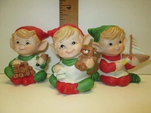 Homco Christmas Pixie Elf Vintage Figurines Santa’s Helpers Holiday Decor - Picture 1 of 7
